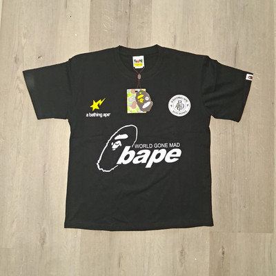 A Bathing Ape BAPE World Gone Mad Black Graphic Tee Men's S Crew Neck Cotton