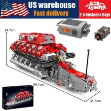 Mould King 10169 V12 Engine Model Kit 12 Cylinder STEM Building Blocks 3472pcs