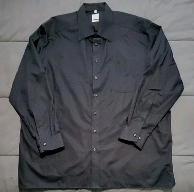 Olymp Luxor Comfort Fit Men's Long Sleeve 18'' 46cm Shirt Black Formal Button