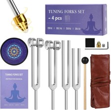 Sound Healing Tuning Fork Set 128Hz 136.1Hz 256Hz 384Hz Therapy Tool For Well...