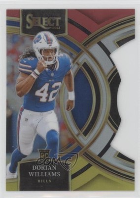 2023 Panini Select Premier Level Red & Yellow Prizm Die-Cut Dorian Williams 0c4
