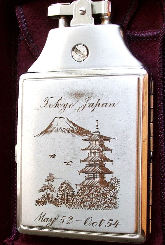 Ronson "Mastercase" Lighter-Case Combo w/Orig Box, Bag & Japanese Engraving