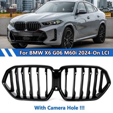 Gloss Black Front Bumper Kidney Grille Grill For Bmw X6 G06 M60i 2024-2025 Lci Gloss Black Front Bumper Kidney Grille Grill For Bmw X6 G06 M60i 2024-2025 Lci