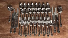 Vintage Korea Rogers Co. DREAM ROSE Stainless Flatware Lot of 42 (pls. read)