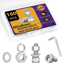 M2 Stainless Steel Screws Bolts Nuts Washers Hex Socket Kit