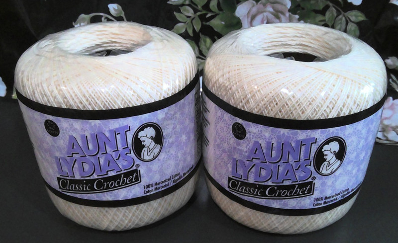 2 Balls Aunt Lydia's Classic Crochet Cotton Thread~Size 10~350 Yds Color Cream