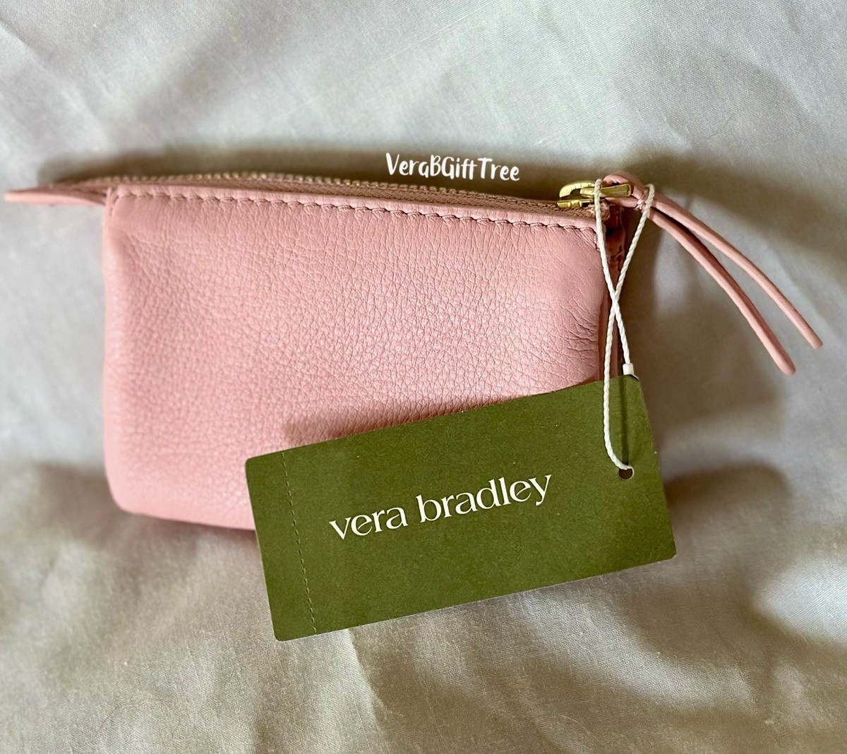 Vera Bradley Acordian Card Case TOMATO On Coral Cloud Pink Leather
