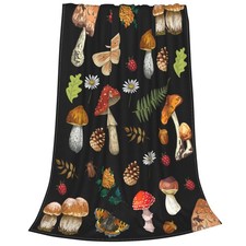 Mushroom Throw Flannel Blanket for Women, All Seasons Soft 60"x50",