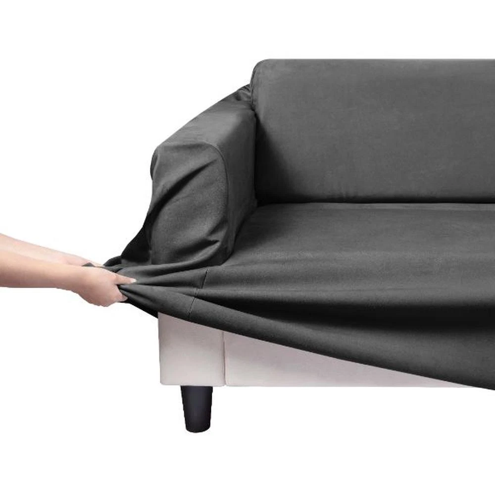 Sherwood Home Premium Faux Suede Couch Sofa Cover, 3 Seater (Charcoal) 170x0x276