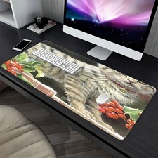 40 90cm 1pc Large Gaming  Office Mouse Pad with Cat on Wooden Fence Design - No
