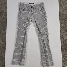 Valabasas Stacked Distressed Men Jeans Gray Pants Tag 32 Actual Size 35