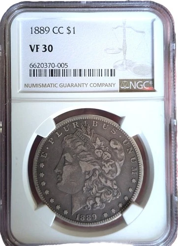 1889-CC Morgan Silver Dollar NGC VF30 KEY DATE COIN FREE FED EX 2 DAY SHIPPING