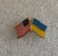 National Friendship Metal Lapel Pin Badge - USA & Ukraine