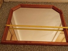 Rustic Solid Pine-Wood Mirror Hexagon Frame House Shaped Farmhouse Country Style