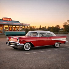1957 Chevrolet Bel Air Poster Classic American 50s Car Wall Art Print
