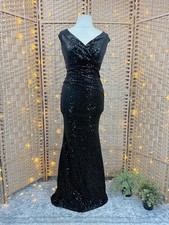 Ariella London Sequin Bardot Maxi Gown Black UK10 New! RRP £199