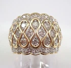 Real Moissanite 2.30Ct Round Cut Cluster Wedding Ring 14K Yellow Gold Plated