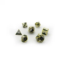 Seven Seas Pirates Metal Enameled Dice Set - Black on Metallic Gold Frame