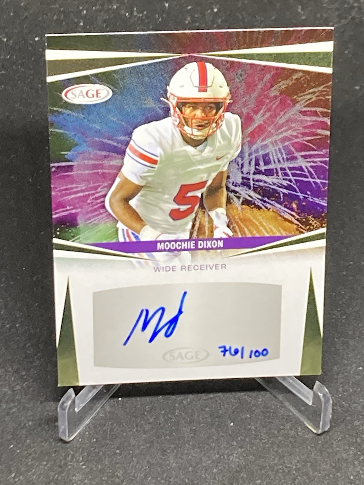 Moochie Dixon 2025 Sage Low Series Auto #A-MD Gold /100 SMU, Saints (RC)