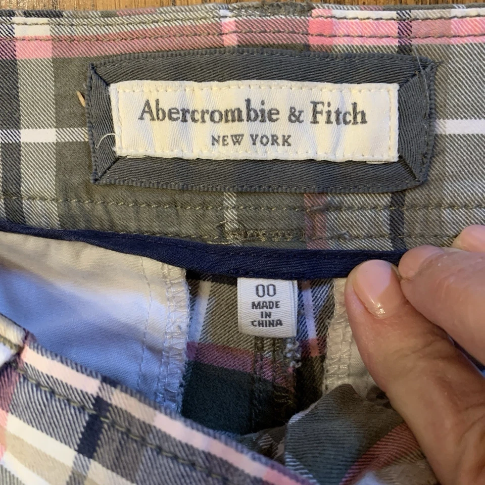 Pantalones Cortos A Cuadros De Colección Y2K Abercrombie & Fitch Talla 00/0 Verano Elastizados Foto 2 de 4
