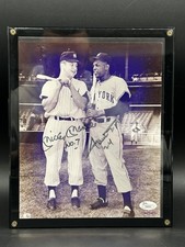 Mickey Mantle Yankees Willie Mays Giants Signed 8x10 Baseball Photo AUTO JSA LOA