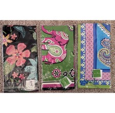 NWT Lot of 3 Vera Bradley 100 Silk Scarves, 27" Square, Colorful Patterns