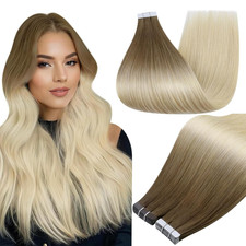 Tape in Hair Extensions Real Human Hair Color 3/8/613 Balayage Tape Ins Human Ha