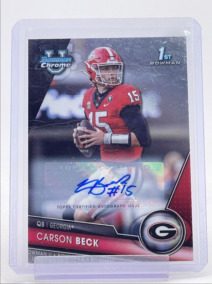 CARSON BECK 2023 BOWMAN UNIVERSITY CHROME 1ST AUTOGRAPH AUTO Q5651