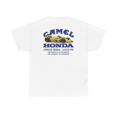 Camel Honda Lotus 99T Ayrton Senna Racing Car Heavy T Shirt,
