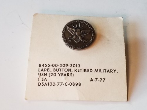 Spilla bottone bavero militare originale vintage USN 20 anni ritirata 1/20 argento riempito - Foto 2 di 8