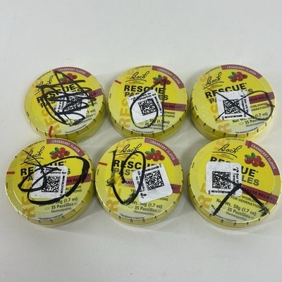 Lot of 6 - Bach RESCUE PASTILLES CRANBERRY Stress Relief,  6 pack Exp. 10/2026