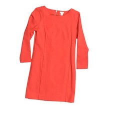 J. Crew Red Shift Dress XS Polyester Midi Long Sleeve Formal