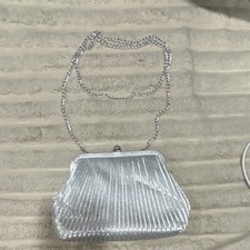 Silver Pleated Purse with a small clasp that keeps the Purse closed