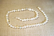 Nice 16" Strand of 8mm to 9mm White Iridescent Freshwater Baroque Pearls Lot B1