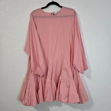 Rhode XL Pink Long Sleeve Pleated Hem Dress Casual Boho Chic Flowy Mini