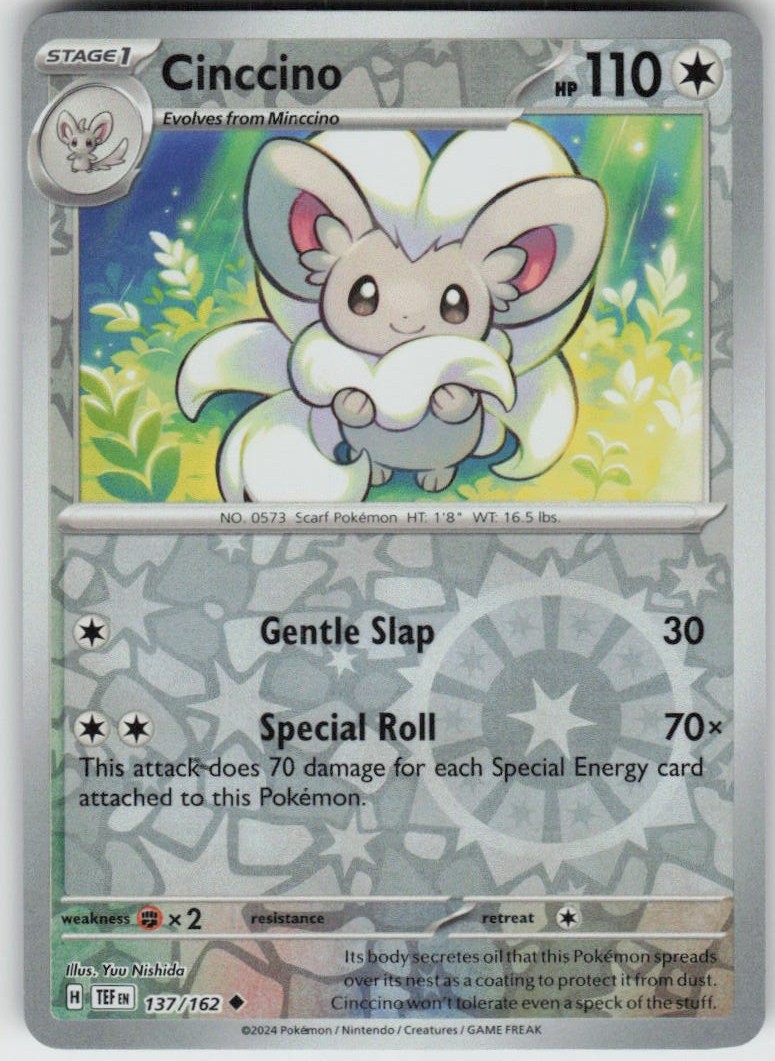 Reverse Holo Cinccino 137/162 Uncommon Temporal Forces Near Mint
