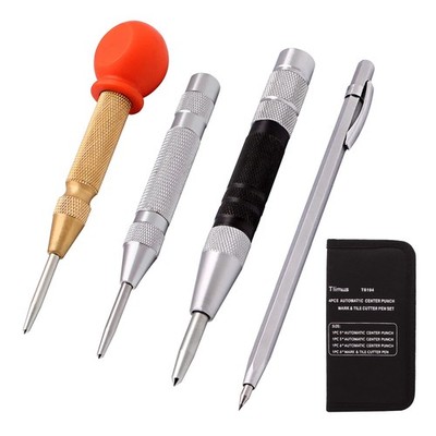 4 Pack 5 Inch and 6 Inch Automatic Center Punch Set, Adjustable Spring Loaded...