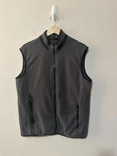 Greyson Men’s Fleece Vest Golf Grey And Black Size Large Pockets Logo - product listing photo