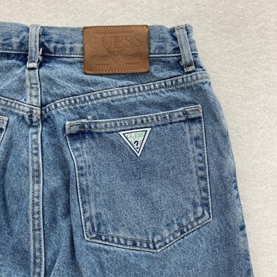 Vintage Guess Jeans Mens 28x34 Blue Denim Straight Leg Triangle