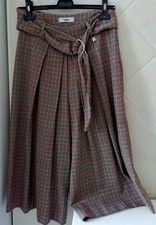 gonna pantalone piccoli quadrettini ,con pieghe e cintura in vita tg s/m