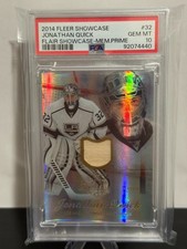 2014 Fleer/Flair Showcase Memorabilia Prime Jonathan Quick /10 PSA 10