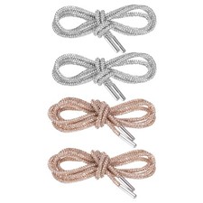 4pcs Rhinestone Shoe Laces 47" Length for Sneakers White  Rose Gold Champagne