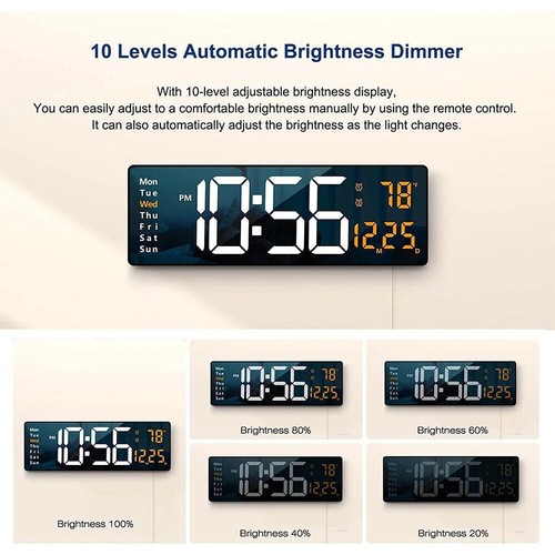 16" Large Digital Wall Clock with Remote, Large Display LED Wall Clock Timer - Picture 11 of 21