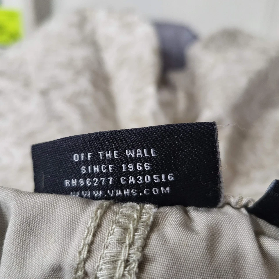 范斯男式短裤 L 米色标志刺绣花卉休闲 8 英寸内缝 — 第 3/4 张图片