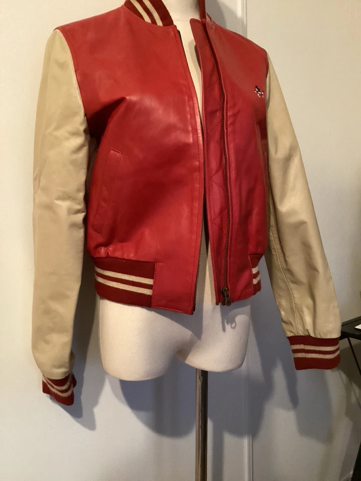 Bomber En Cuir Bicolore Vintage Donaldson 38 - Photo 2/4