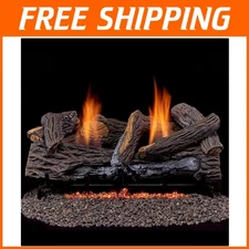 Safe Ventless Gas Log Set - 24" Stacked Oak, Remote Control