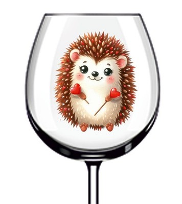 12x Valentinstag Igel Vinyl Aufkleber Abziehbild Becher Weinglas Laptop