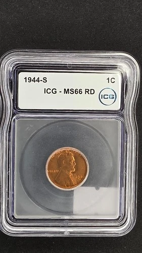 1944-S Lincoln Wheat Cent ICG MS66 RD Brilliant Red Gem BU Penny Certified 1C