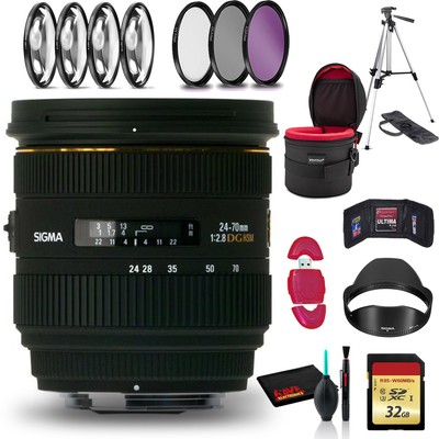 Sigma 24-70mm f/2.8 IF EX DG HSM Lens for Sony A +Cleaning Kit, Tripod, 32GB Mem