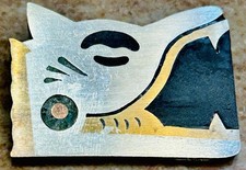 Vntg Taxco Mexico Sterling Silver Modernist Wolf Brooch Metales Casados 20.14 G